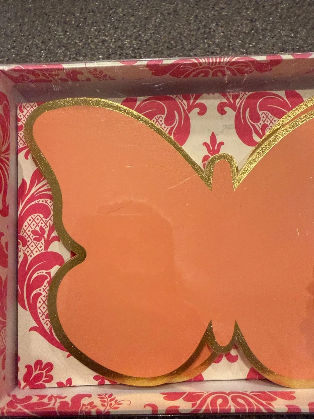 Always Coral Butterfly Decorative Tray